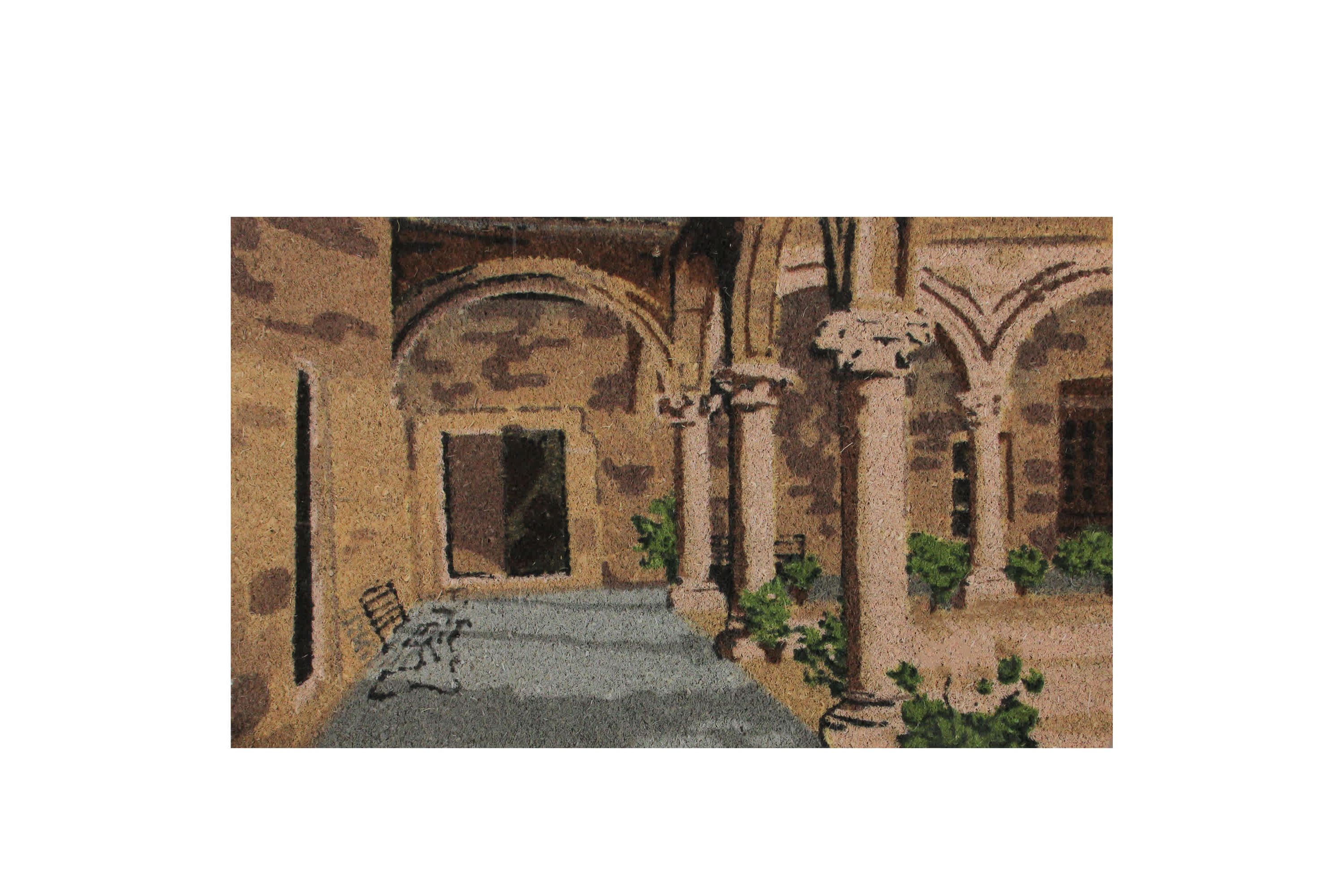 Natural Coir Brown and Green Italian Patio Design Doormat 18" x 30"