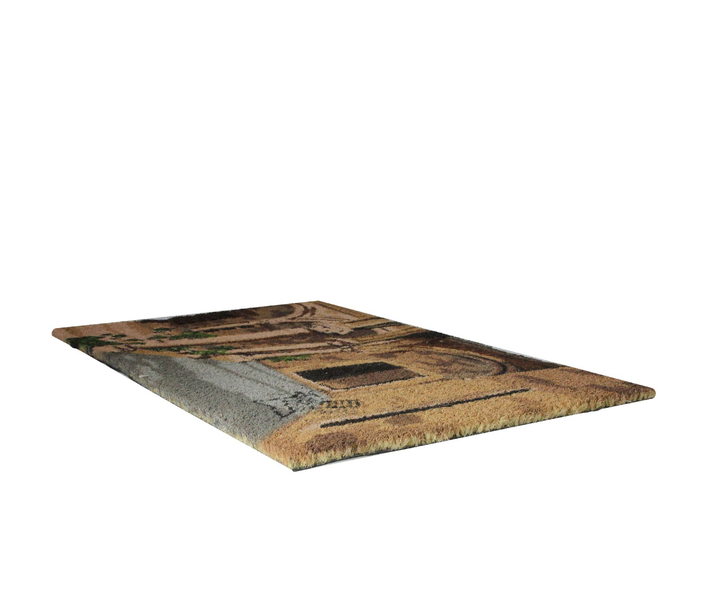 Natural Coir Brown and Green Italian Patio Design Doormat 18" x 30"