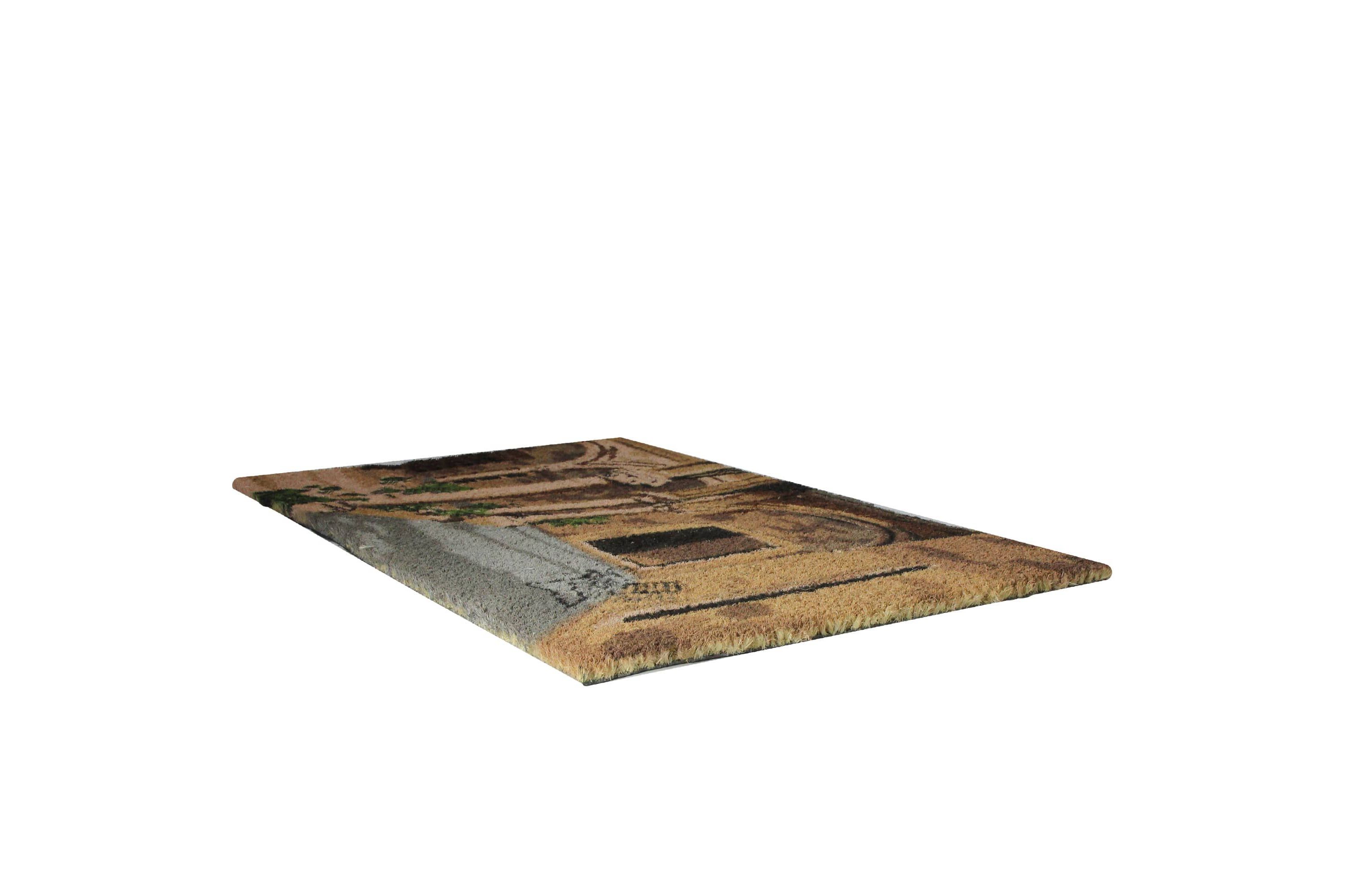 Natural Coir Brown and Green Italian Patio Design Doormat 18" x 30"