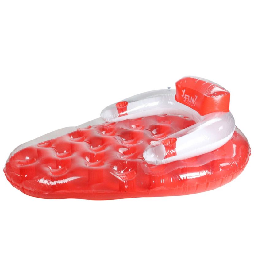 65 Red and White Inflatable Strawberry Pool Water Lounge Float