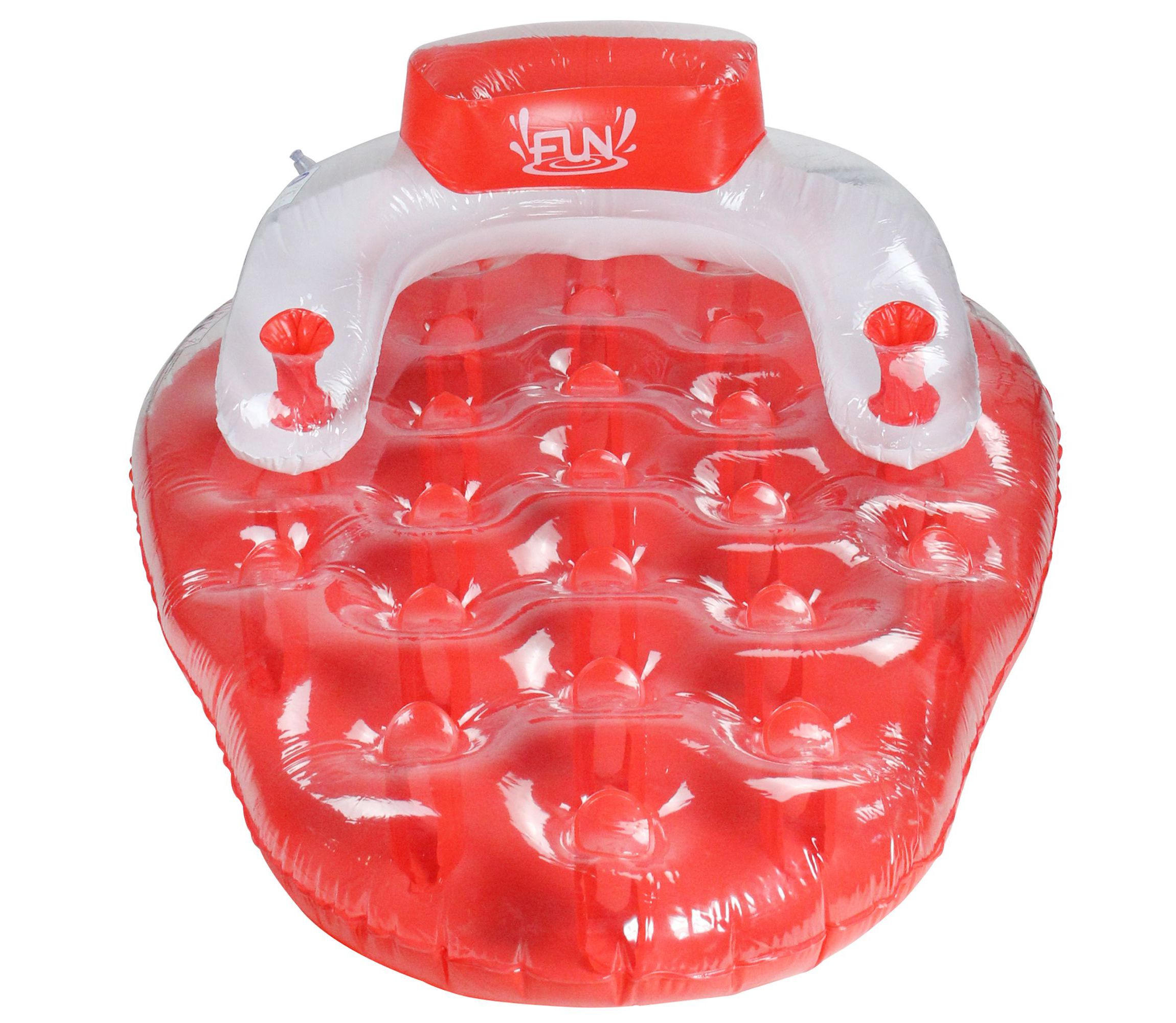 65 Red and White Inflatable Strawberry Pool Water Lounge Float