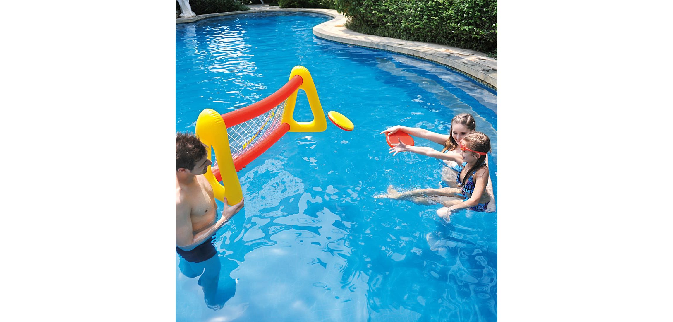 51" Inflatable Red and Yellow Swimming Pool Frisbee Game Set