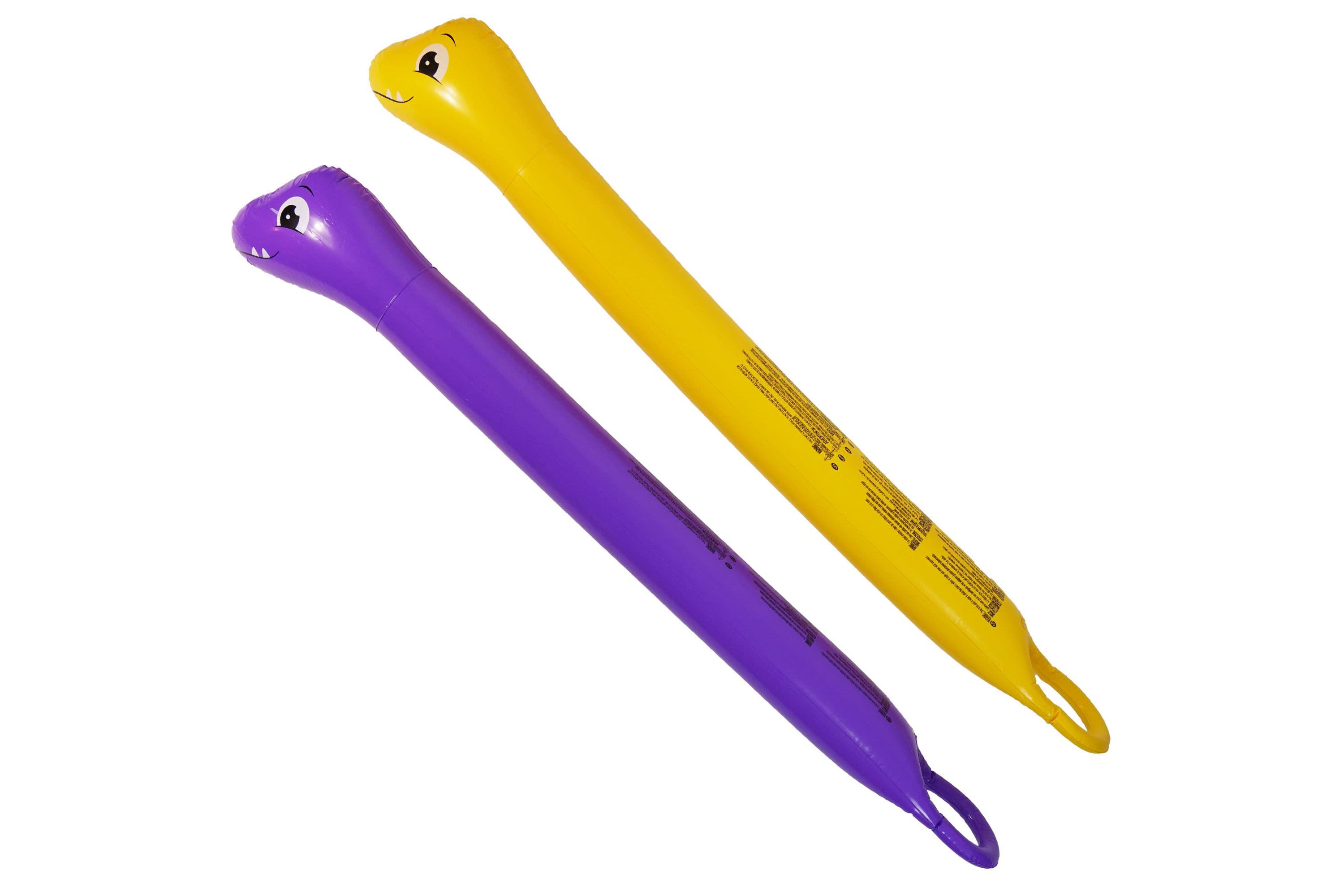 6 Inflatable Purple and Yellow Dinosaur Twisty Tube Pool Toys - Set of 2