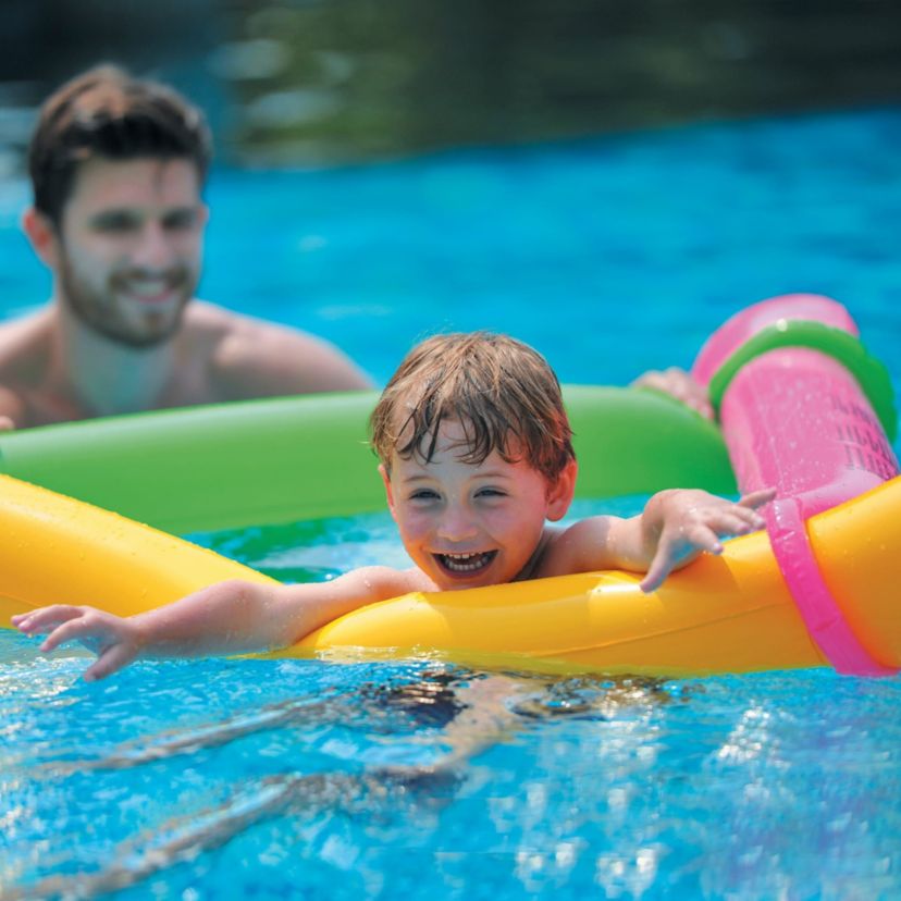 6 Inflatable Purple and Yellow Dinosaur Twisty Tube Pool Toys - Set of 2