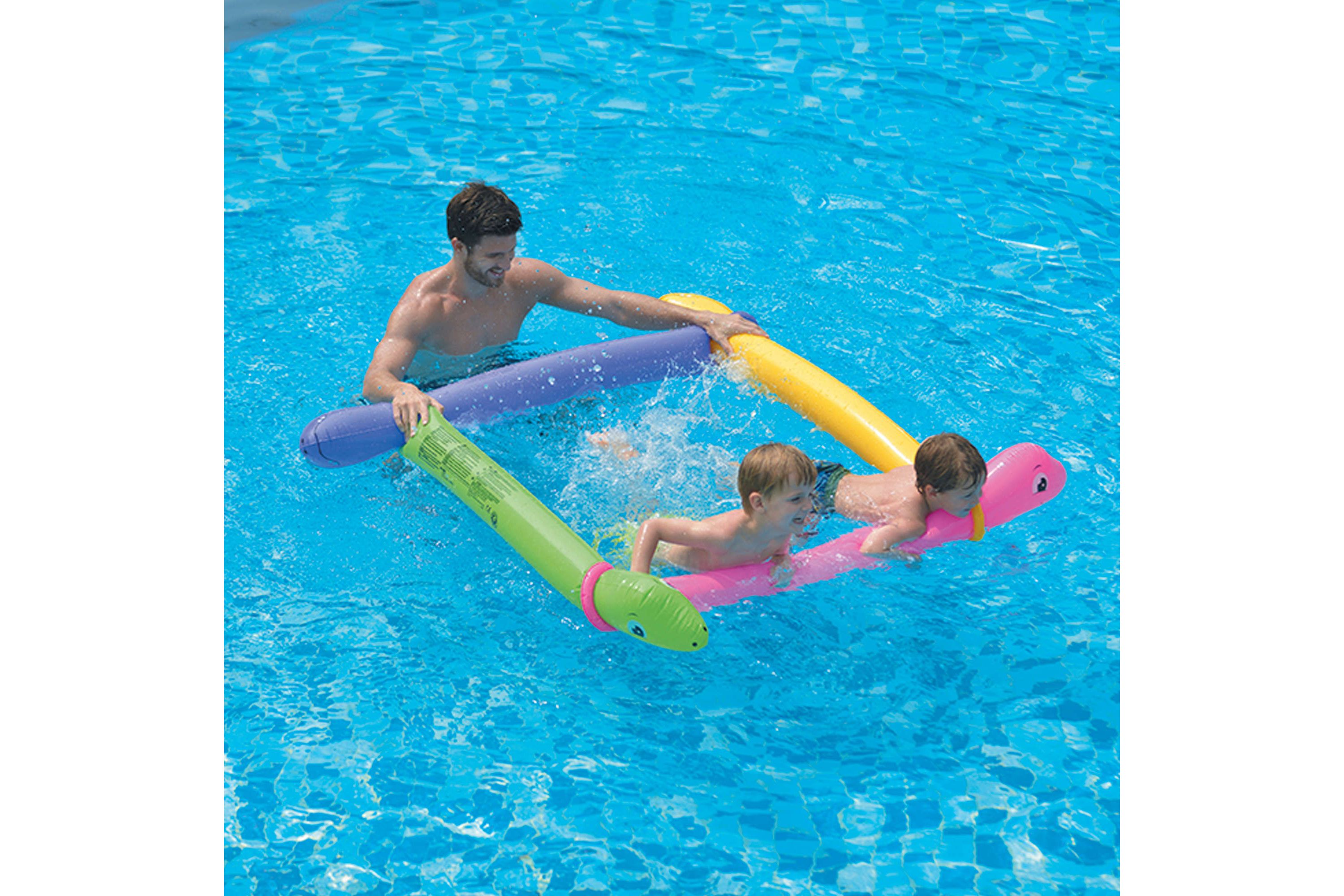 6 Inflatable Purple and Yellow Dinosaur Twisty Tube Pool Toys - Set of 2