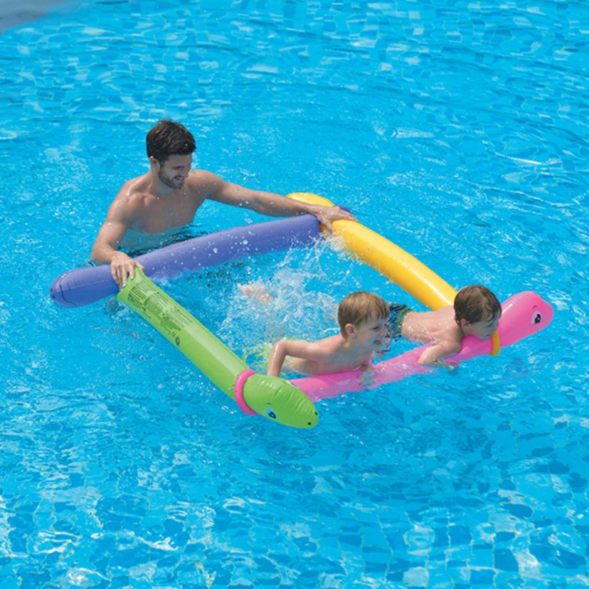 6 Inflatable Purple and Yellow Dinosaur Twisty Tube Pool Toys - Set of 2