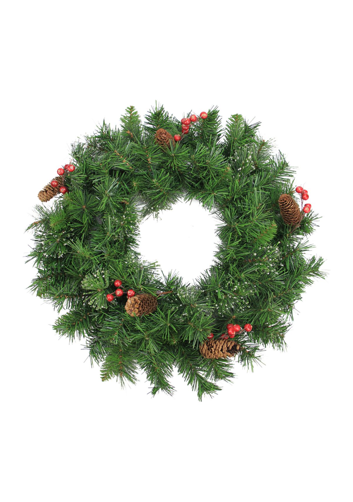 Iced Mixed Pine and Berry with Pine Cone Artificial Christmas Wreath - 24-Inch  Unlit