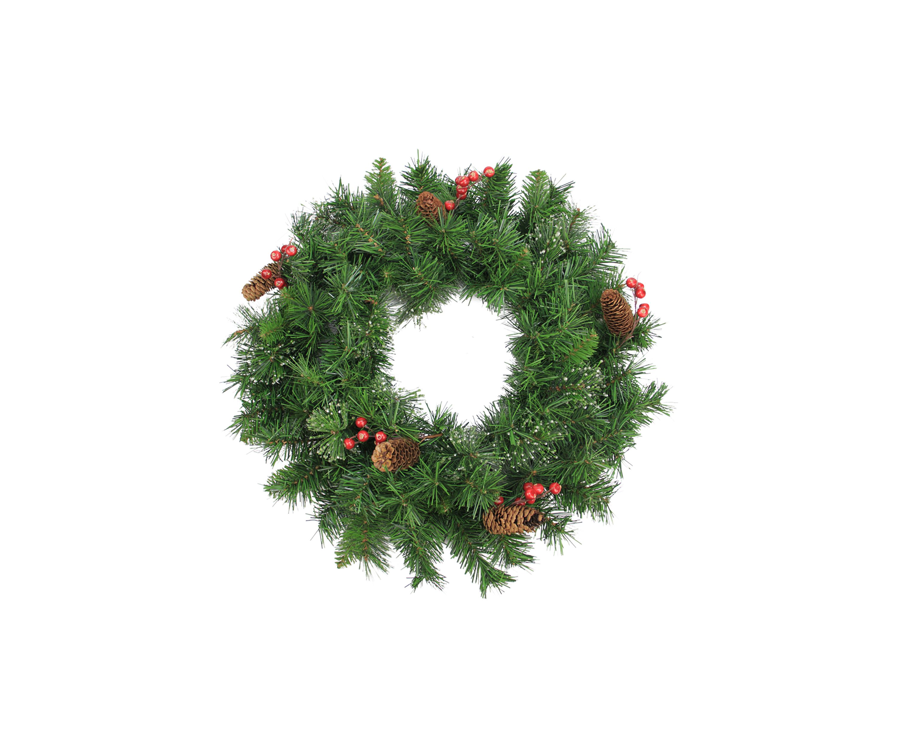 Iced Mixed Pine and Berry with Pine Cone Artificial Christmas Wreath - 24-Inch  Unlit