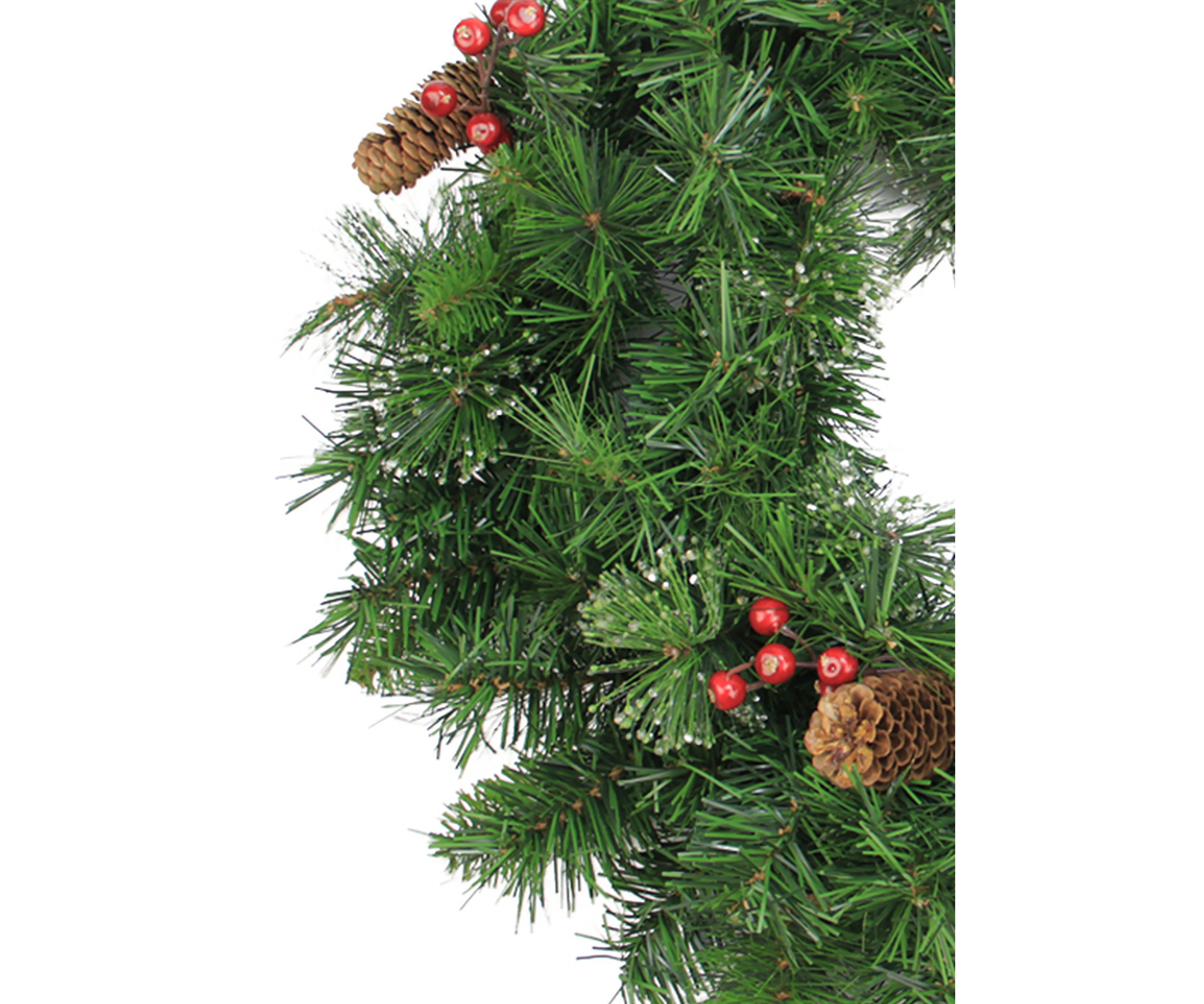 Iced Mixed Pine and Berry with Pine Cone Artificial Christmas Wreath - 24-Inch  Unlit