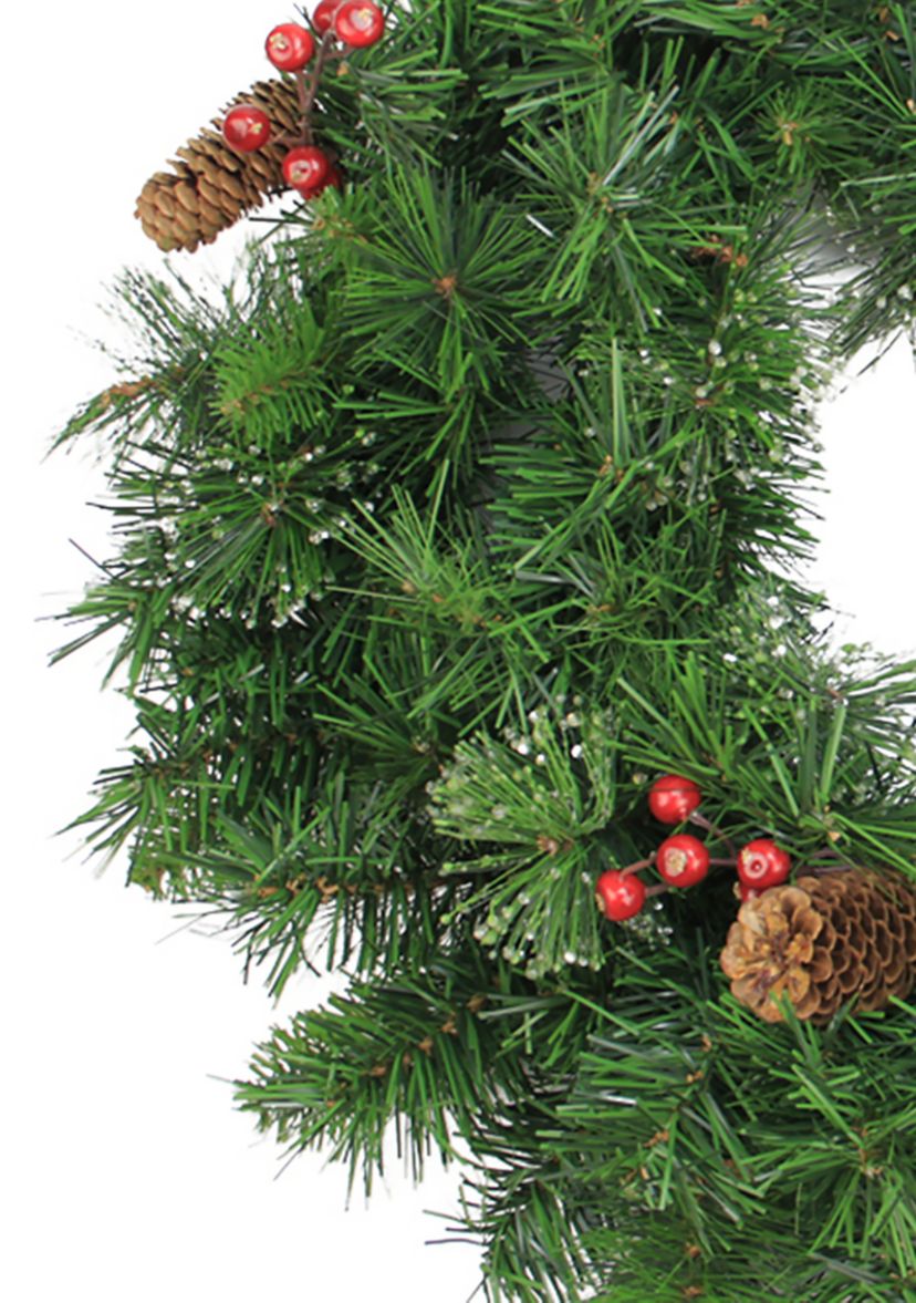 Iced Mixed Pine and Berry with Pine Cone Artificial Christmas Wreath - 24-Inch  Unlit
