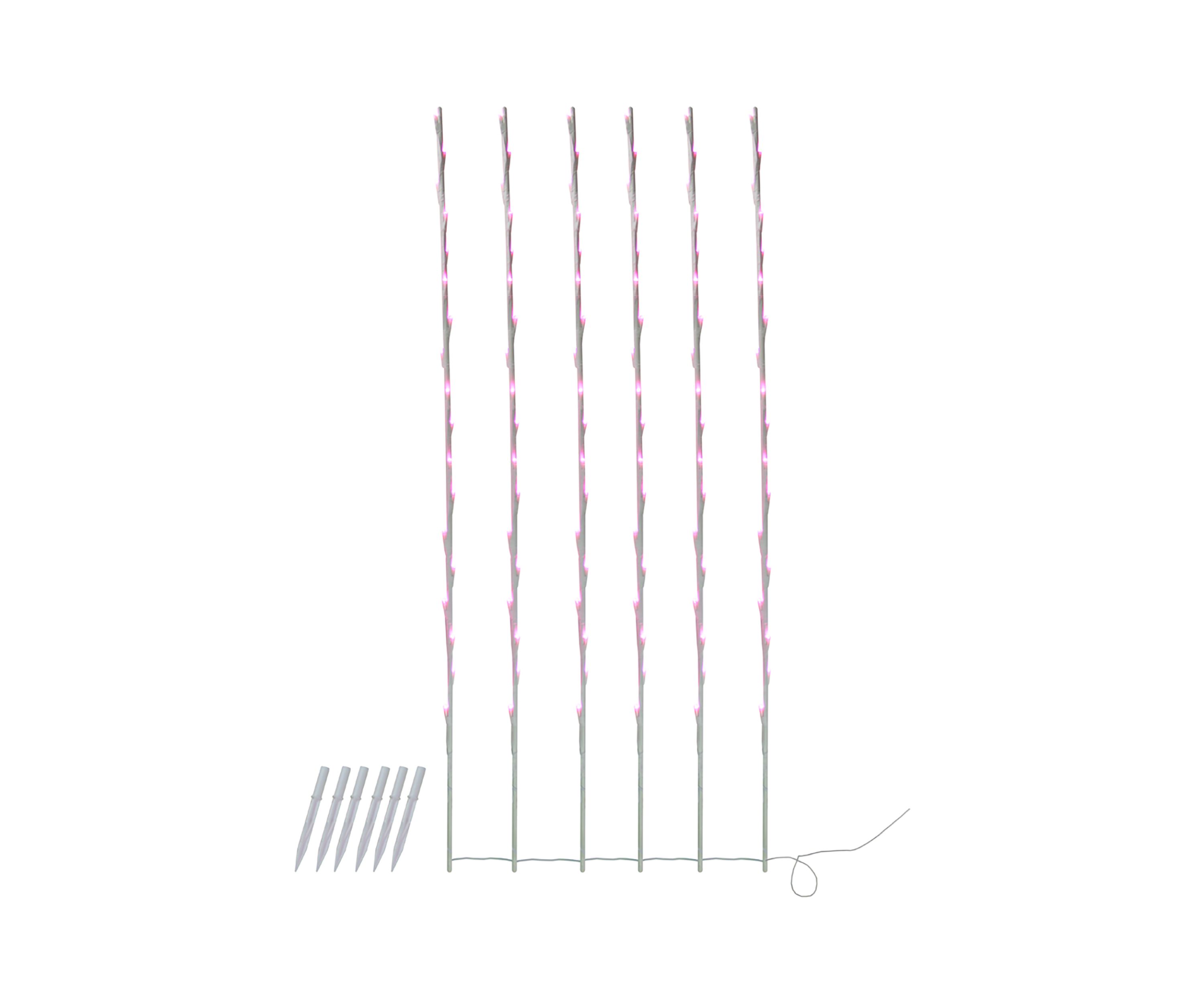 108 Pink Pre-Lit LED Branch Patio Outdoor Garden Novelty Christmas Light Stakes - 8.5 ft White Wire