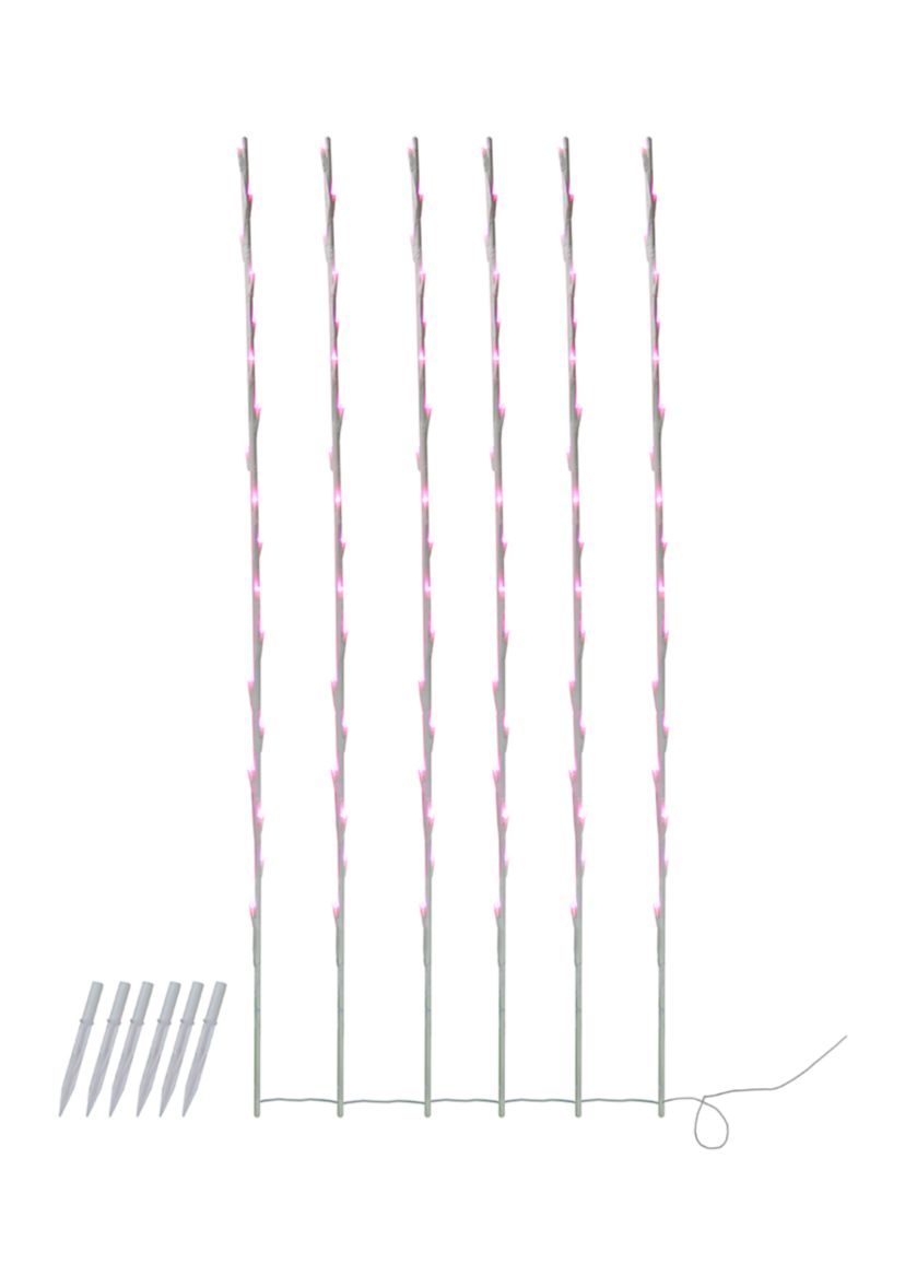 108 Pink Pre-Lit LED Branch Patio Outdoor Garden Novelty Christmas Light Stakes - 8.5 ft White Wire