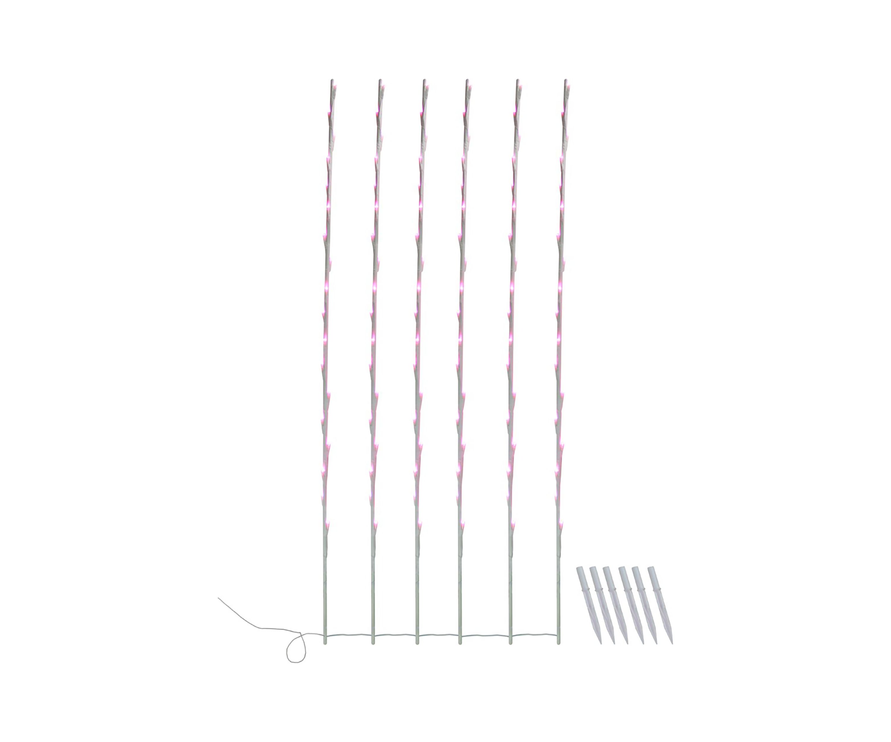 108 Pink Pre-Lit LED Branch Patio Outdoor Garden Novelty Christmas Light Stakes - 8.5 ft White Wire
