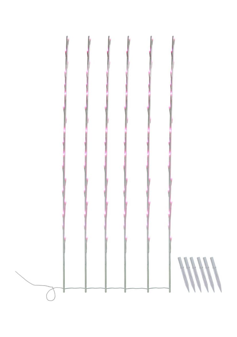 108 Pink Pre-Lit LED Branch Patio Outdoor Garden Novelty Christmas Light Stakes - 8.5 ft White Wire