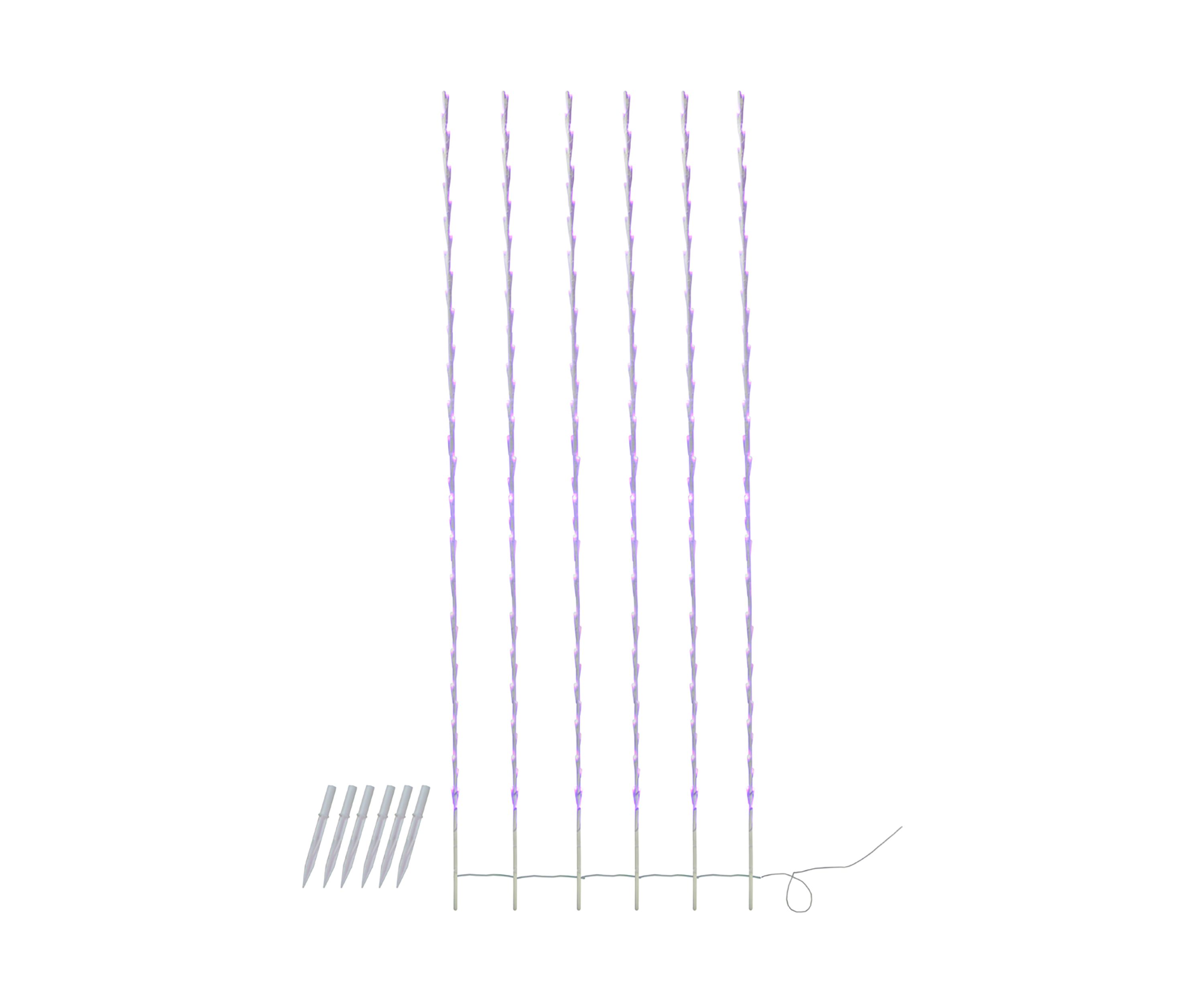 240 Purple LED Lighted Branch Patio Christmas Light Stakes - 8.5 ft White Wire