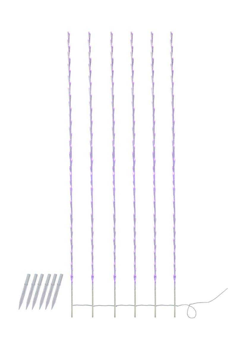 240 Purple LED Lighted Branch Patio Christmas Light Stakes - 8.5 ft White Wire