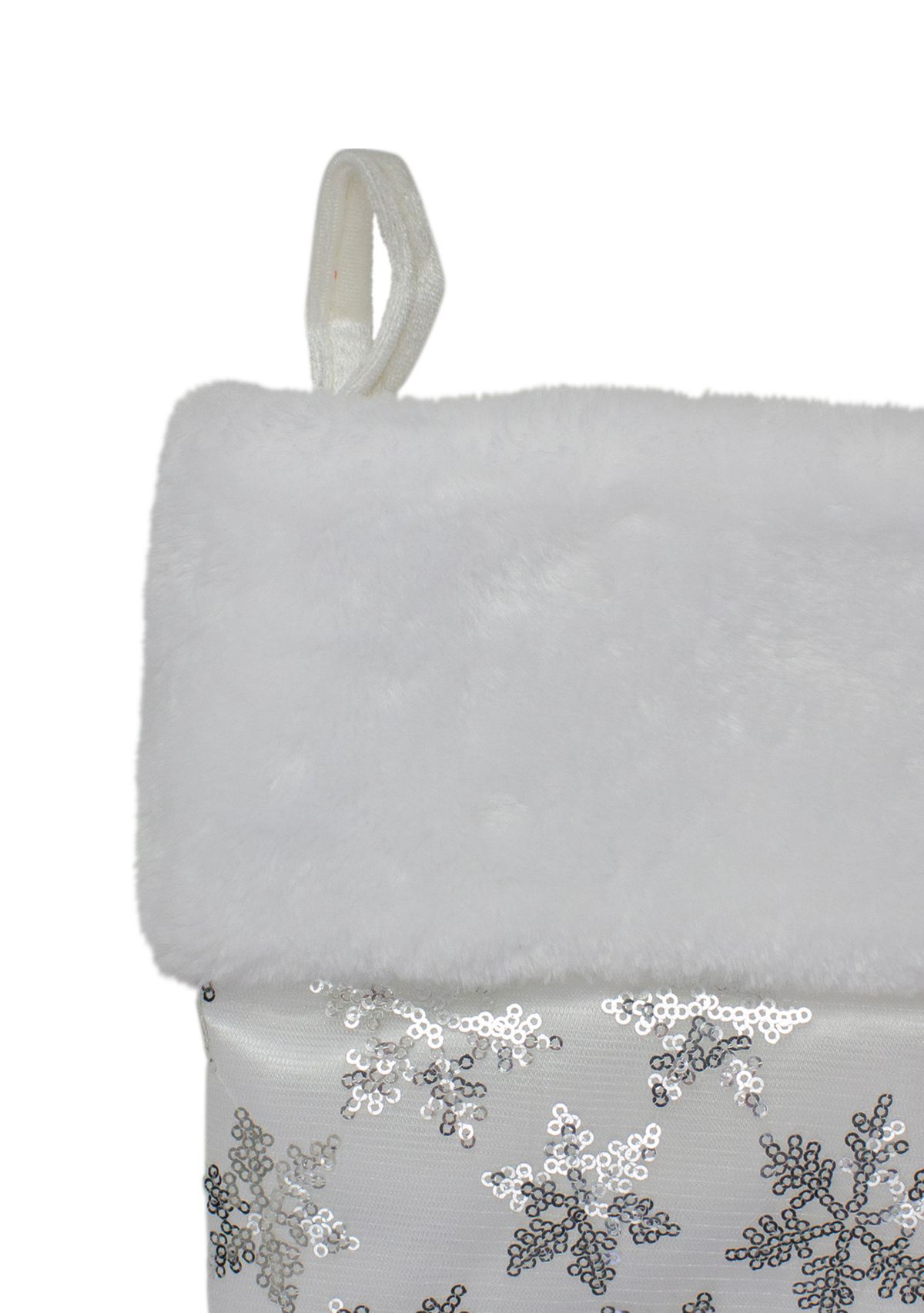 19 White and Silver Sequin Snowflake Christmas Stocking