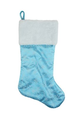 21Inch Blue and White Glitter Snowflake Christmas Stocking
