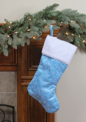 21Inch Blue and White Glitter Snowflake Christmas Stocking