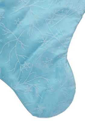 21Inch Blue and White Glitter Snowflake Christmas Stocking