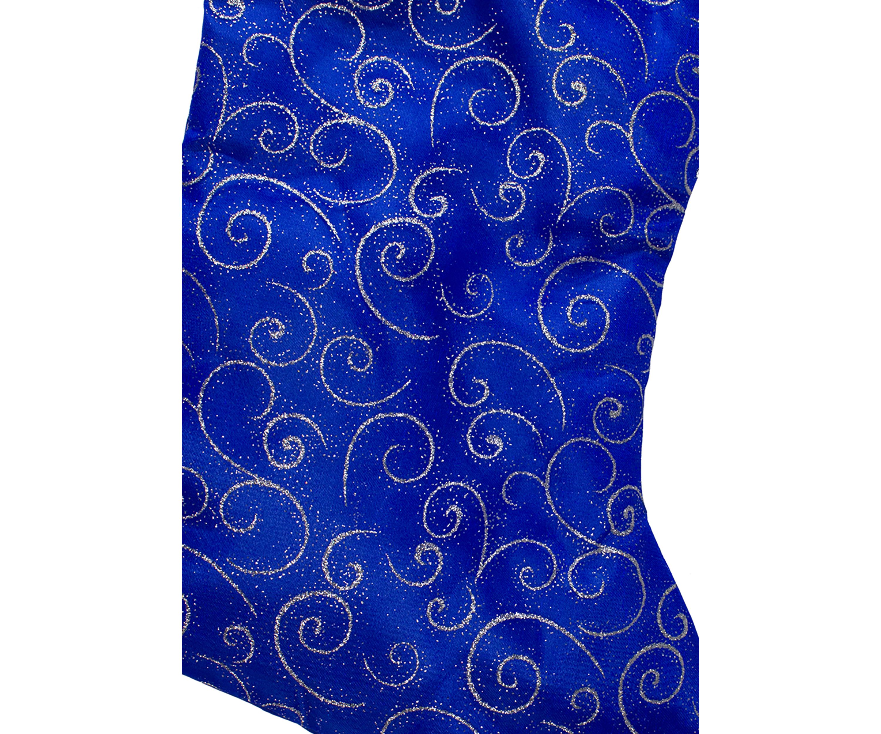 20.5Inch Royal Blue and Silver Swirl Christmas Stocking with Velveteen Cuff