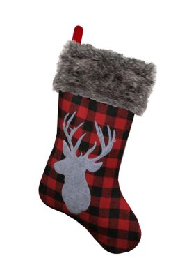 Northlight 20.5Inch Red And Black Buffalo Plaid Reindeer Christmas Stocking