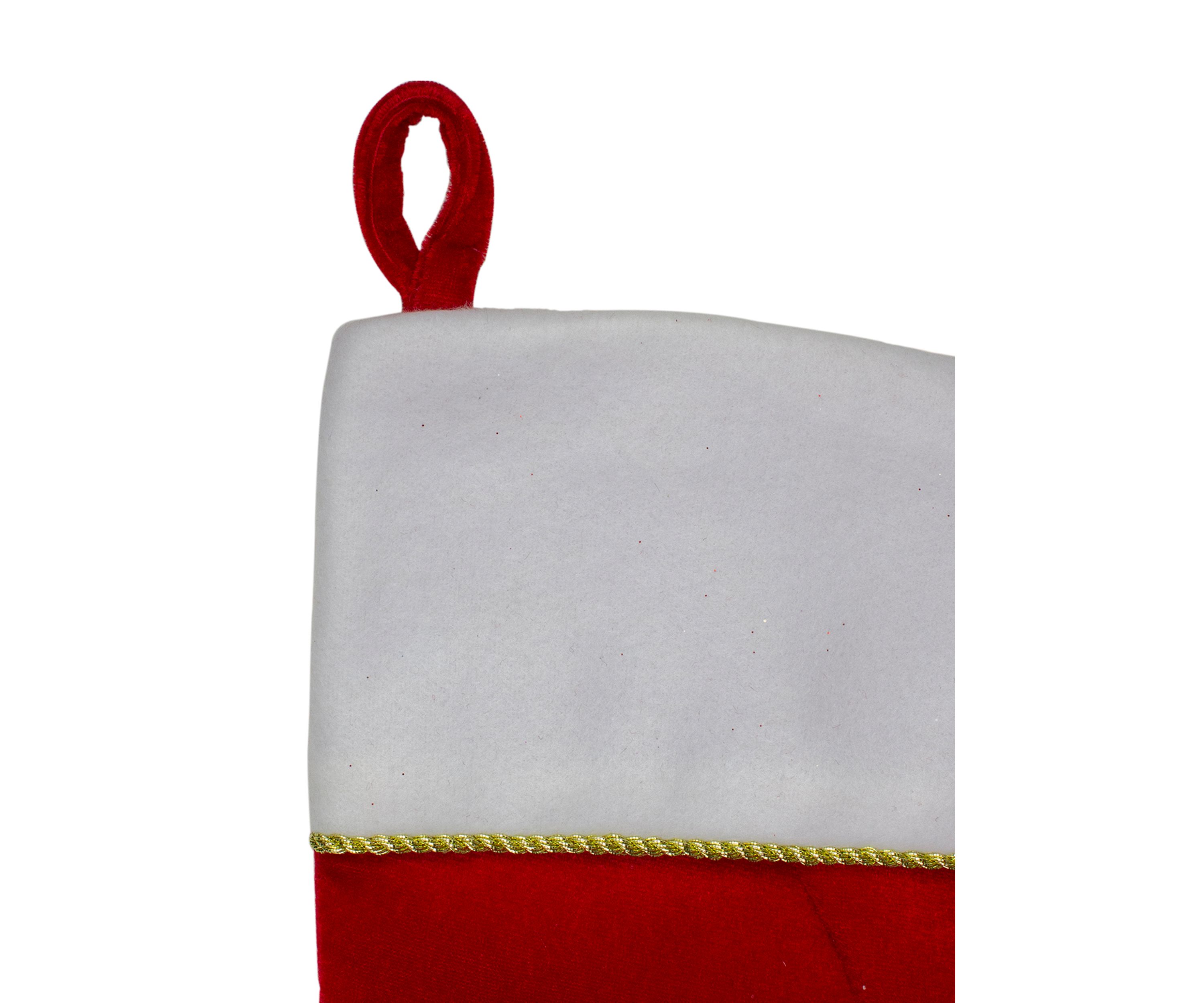 20.5Inch Red and White Glittered Santa Claus and Reindeer Christmas Stocking