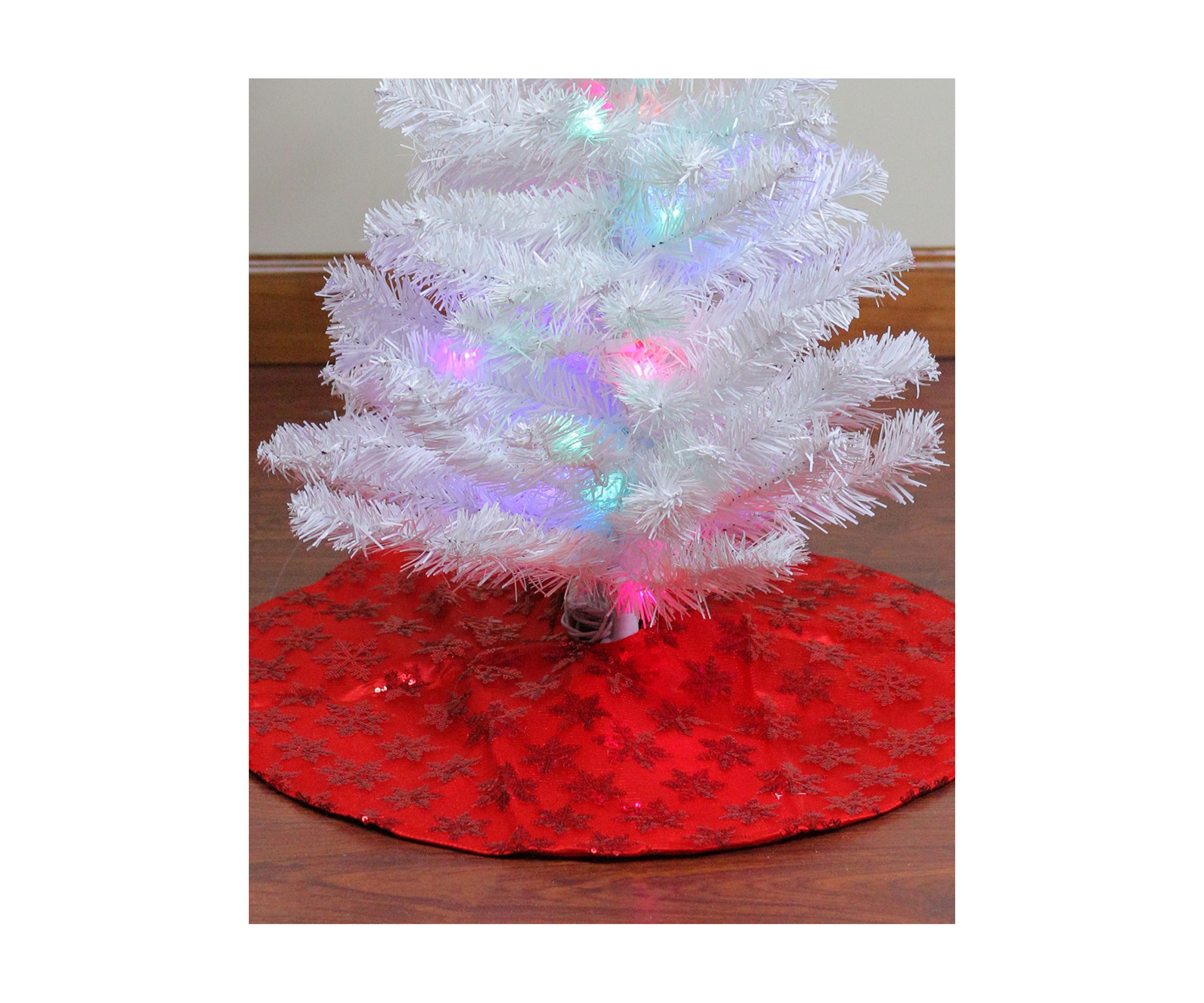 20Inch Red Sequin Snowflake Pattern Mini Christmas Tree Skirt