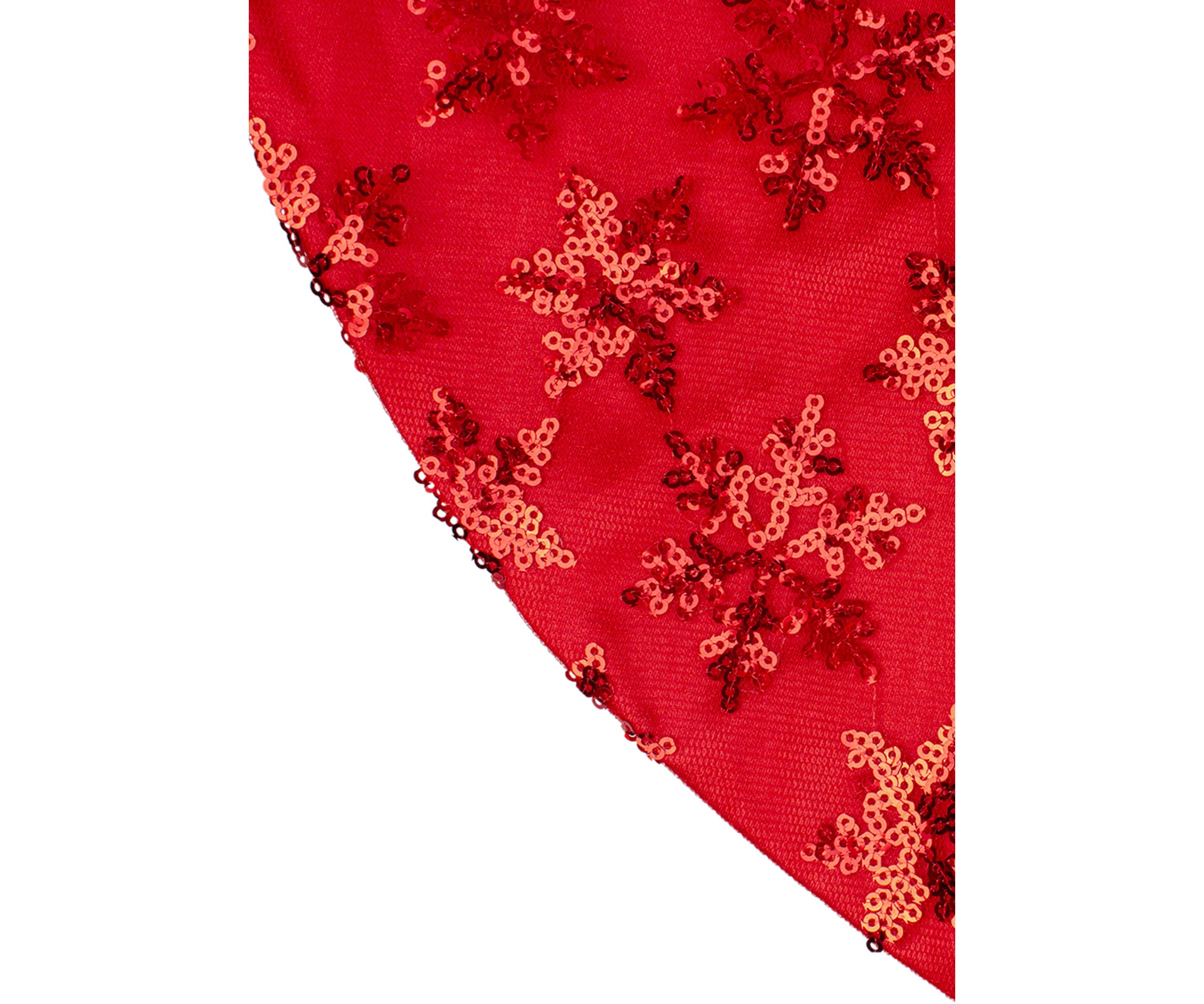 20Inch Red Sequin Snowflake Pattern Mini Christmas Tree Skirt
