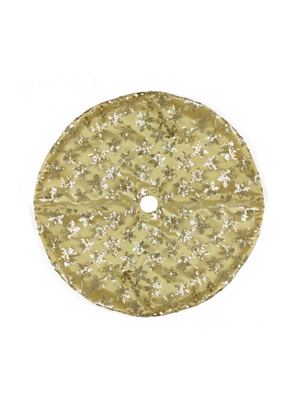 20Inch Gold Sequin Snowflake Pattern Mini Christmas Tree Skirt