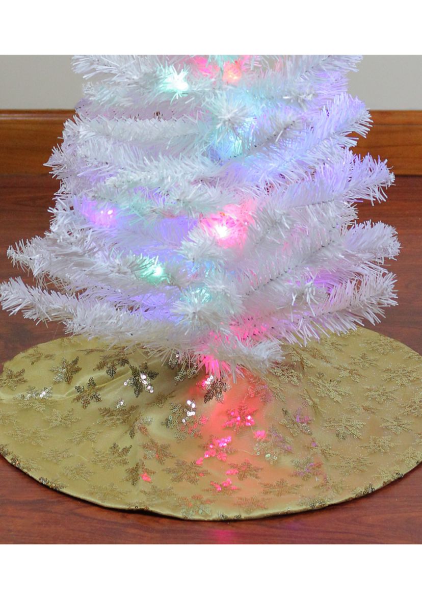 20Inch Gold Sequin Snowflake Pattern Mini Christmas Tree Skirt