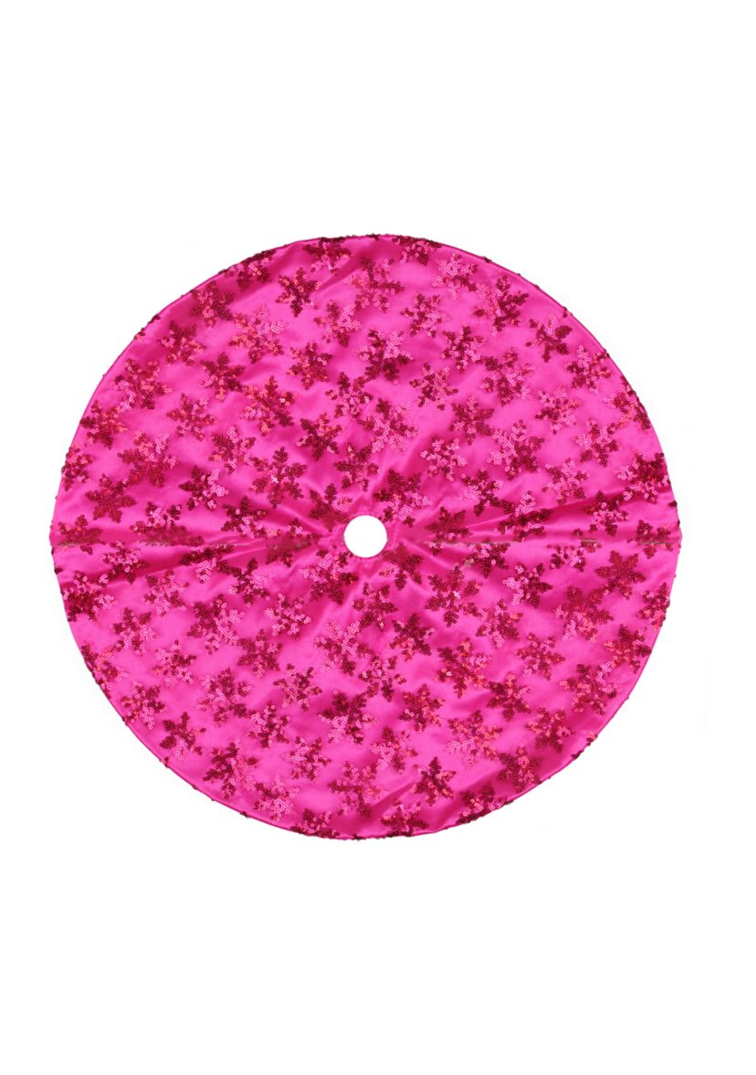 20Inch Pink Sequin Snowflake Mini Christmas Tree Skirt