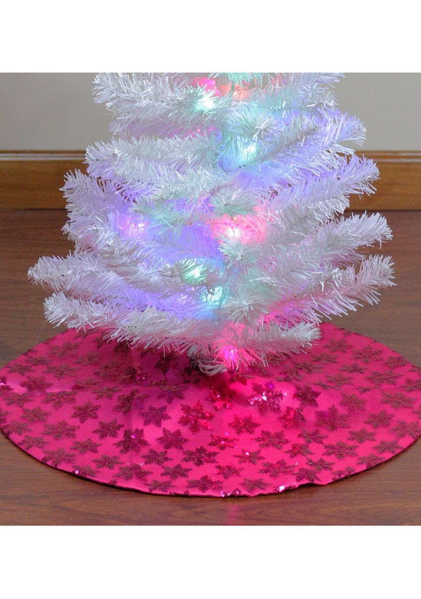 20Inch Pink Sequin Snowflake Mini Christmas Tree Skirt