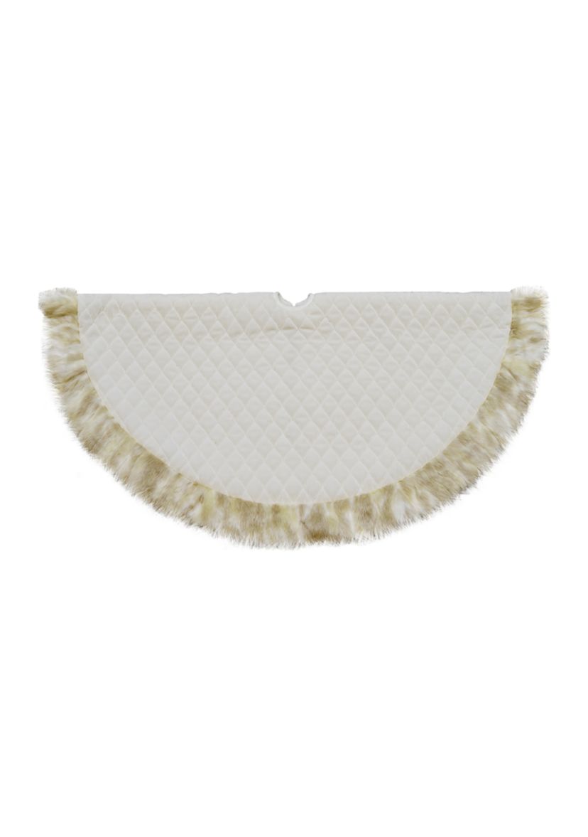 48Inch Beige and Ivory Contemporary Christmas Tree Skirt