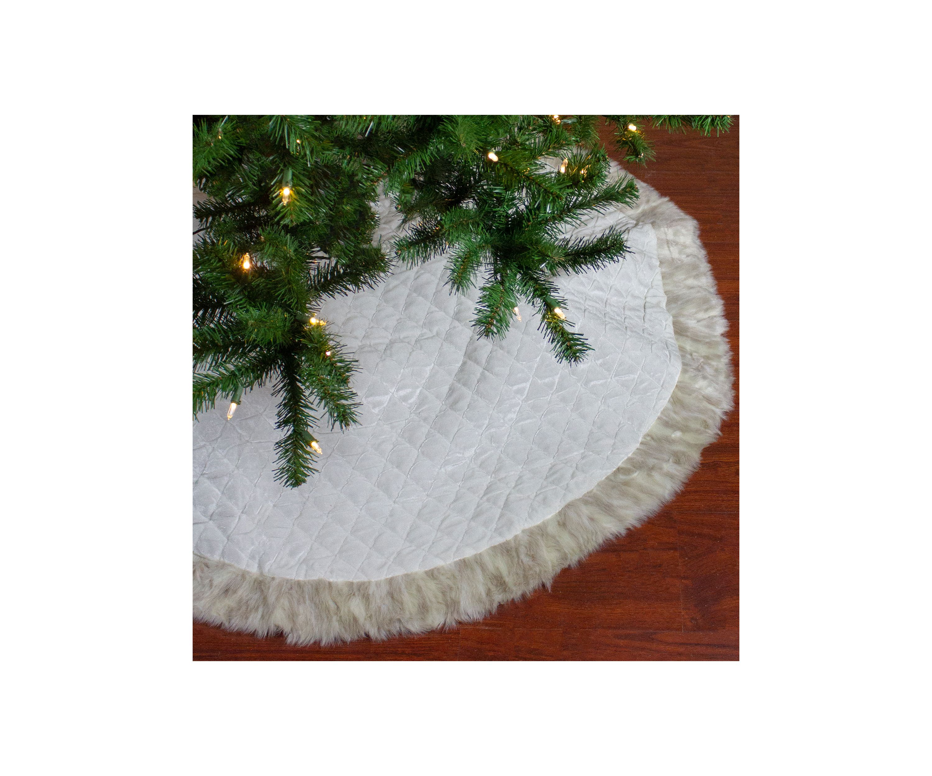 48Inch Beige and Ivory Contemporary Christmas Tree Skirt