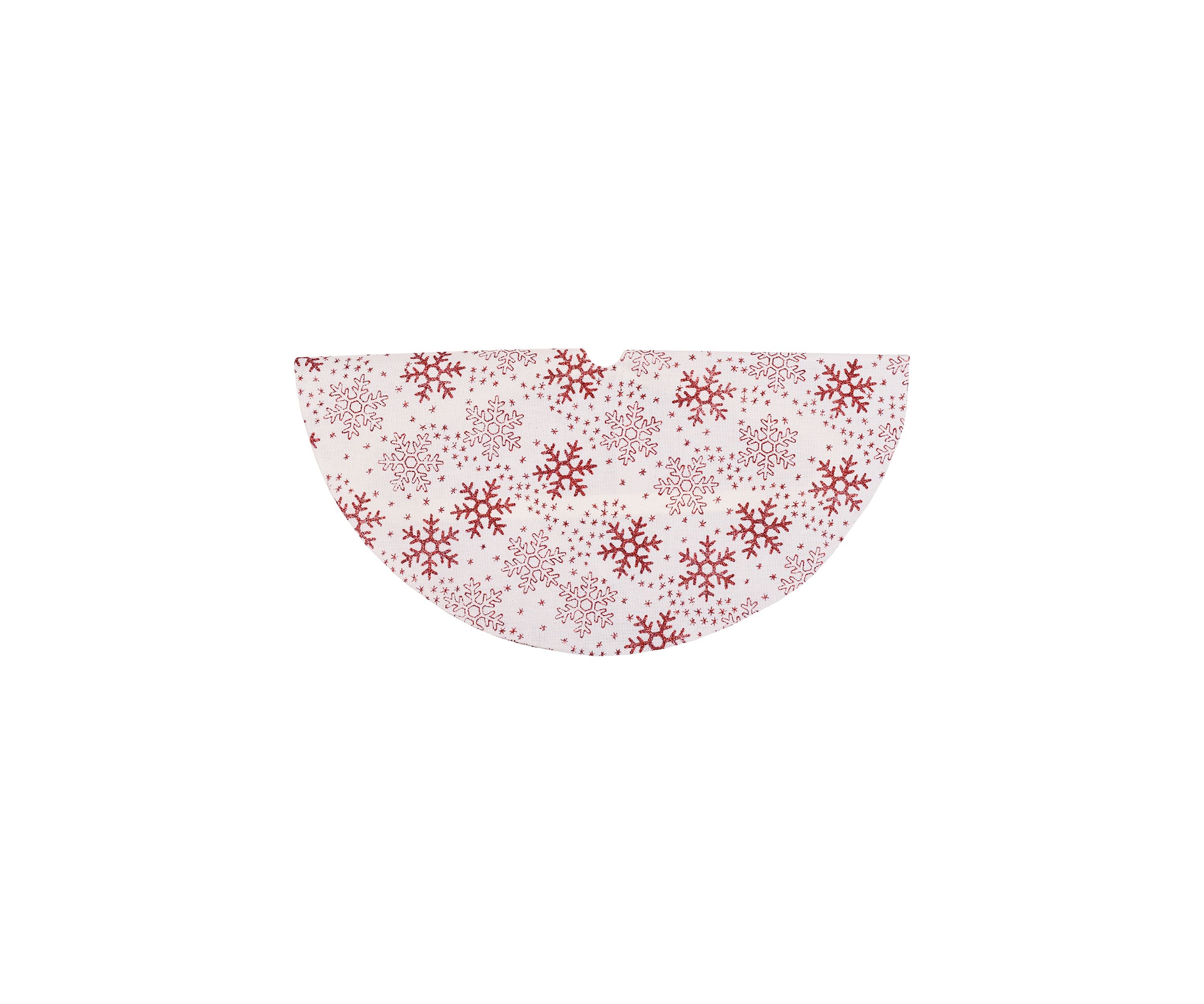 20Inch White and Red Glitter Snowflake Mini Burlap Christmas Tree Skirt