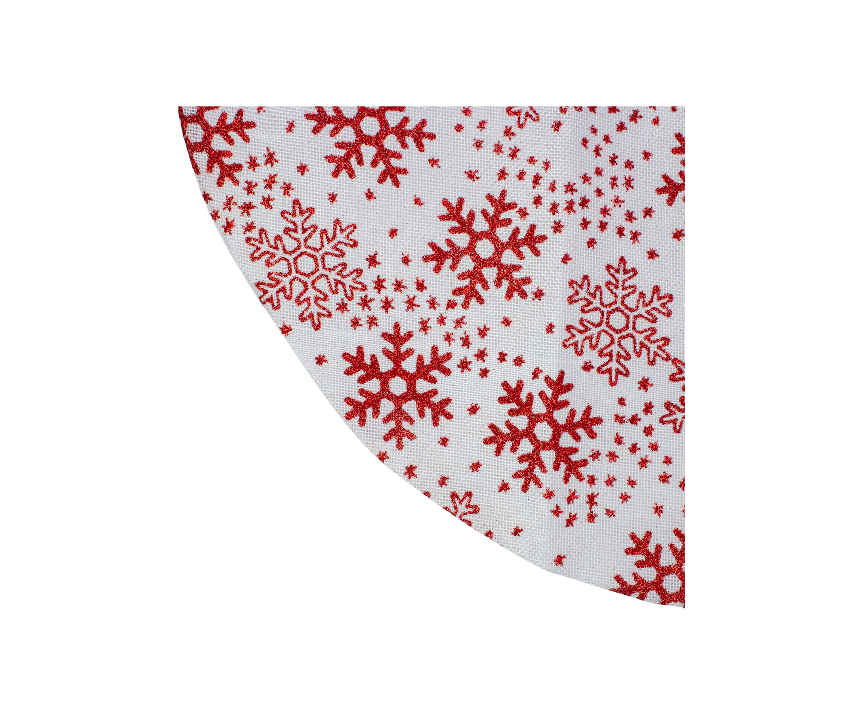 20Inch White and Red Glitter Snowflake Mini Burlap Christmas Tree Skirt
