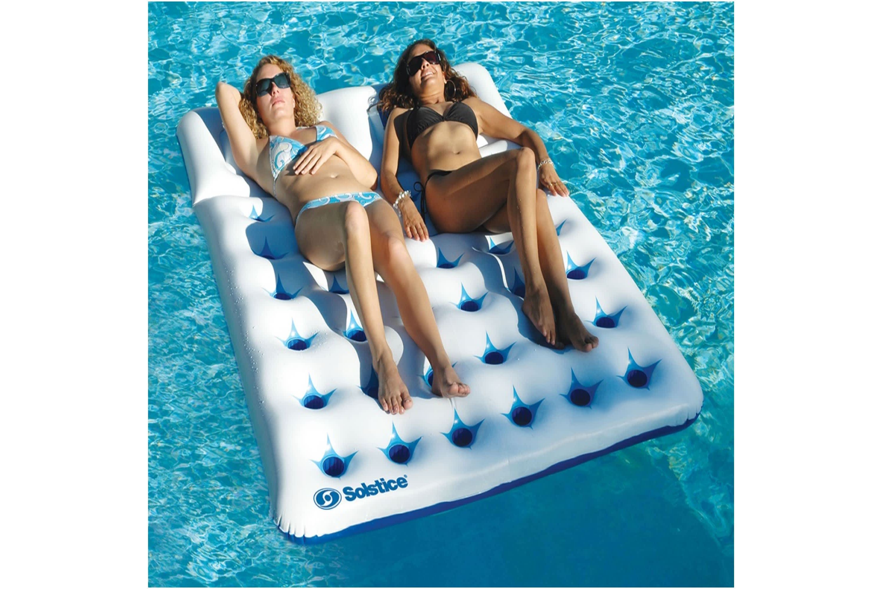 Inflatable Dual Window Pool Air Mattress - 76" - Blue and White
