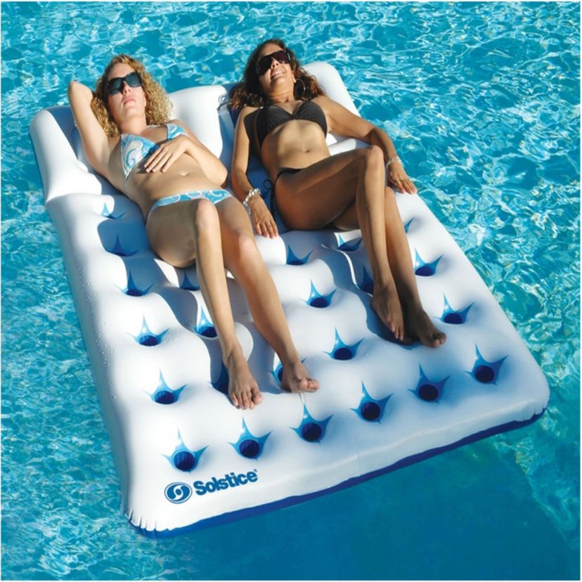 Inflatable Dual Window Pool Air Mattress - 76" - Blue and White
