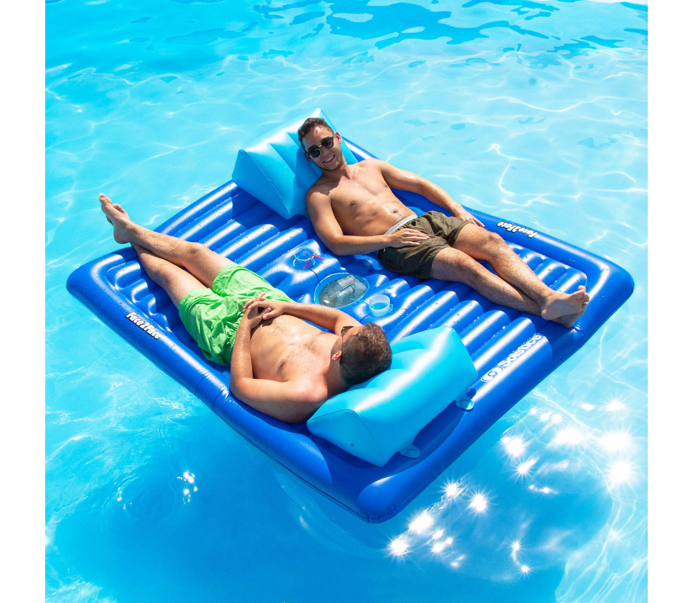 78" Inflatable Blue Dual Swimming Pool Lounger
