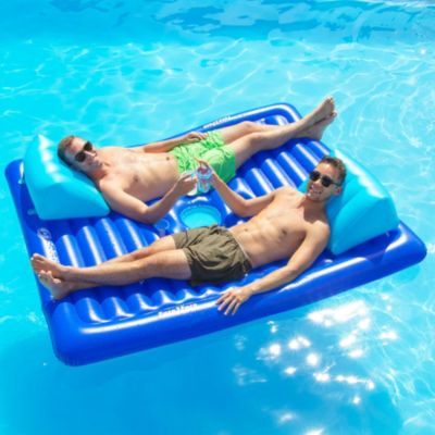 78" Inflatable Blue Dual Swimming Pool Lounger