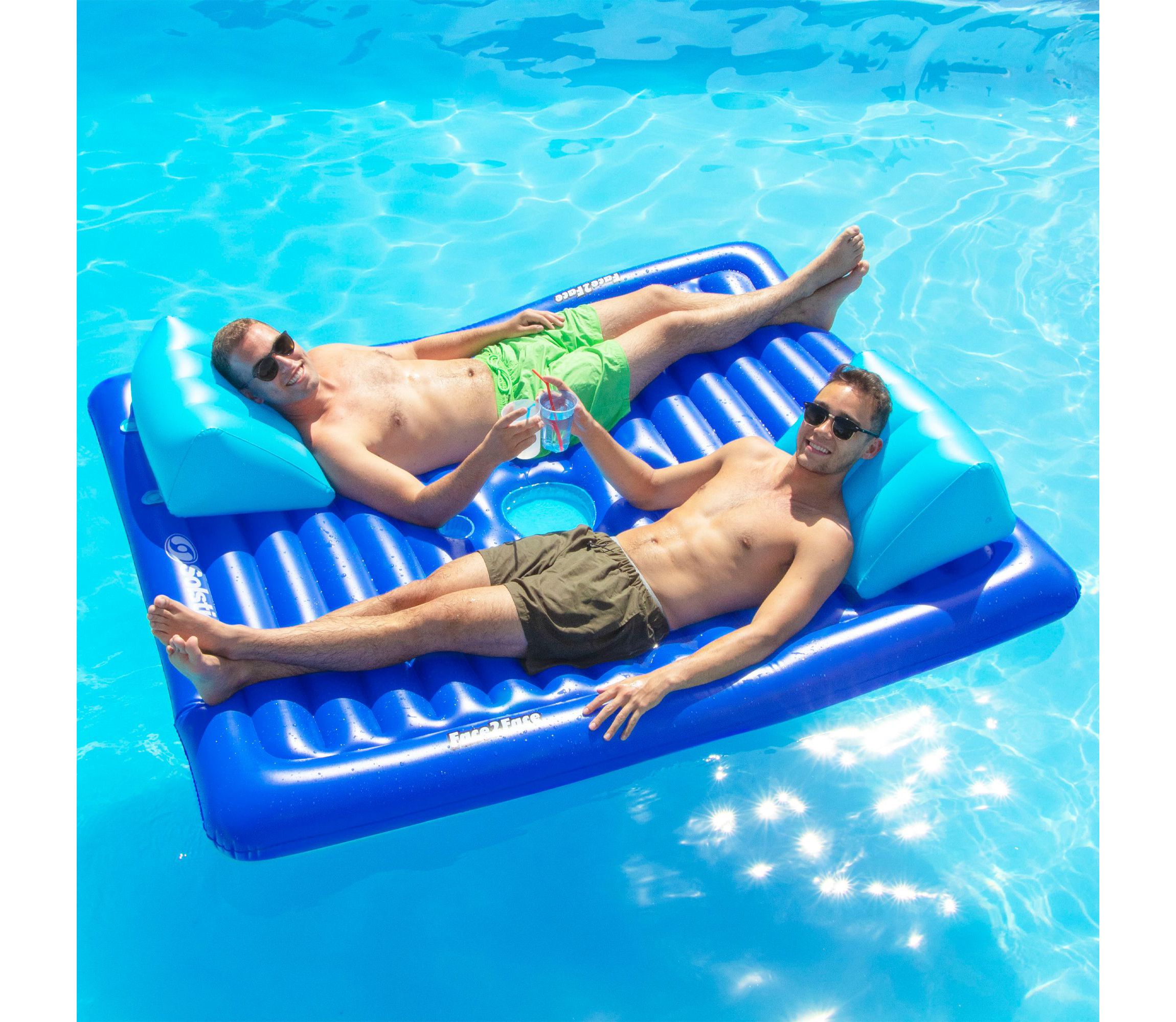78" Inflatable Blue Dual Swimming Pool Lounger