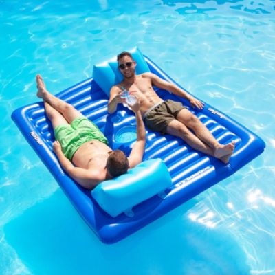 78" Inflatable Blue Dual Swimming Pool Lounger