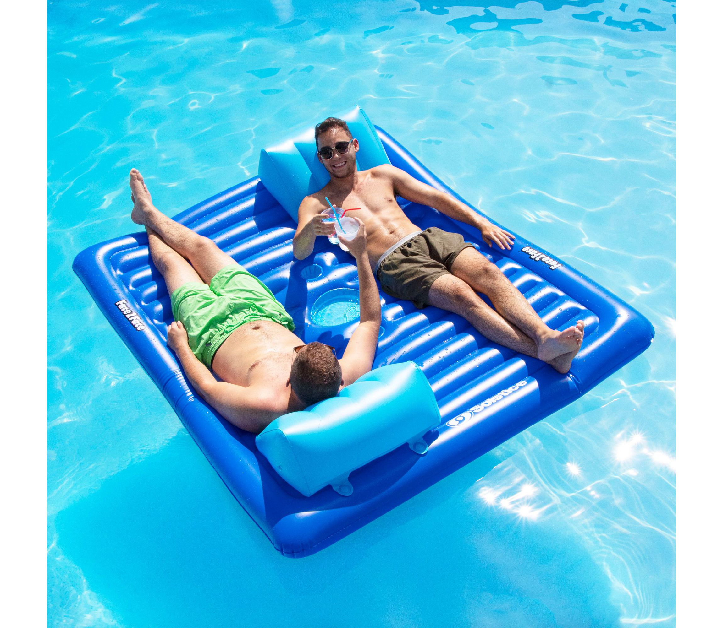 78" Inflatable Blue Dual Swimming Pool Lounger