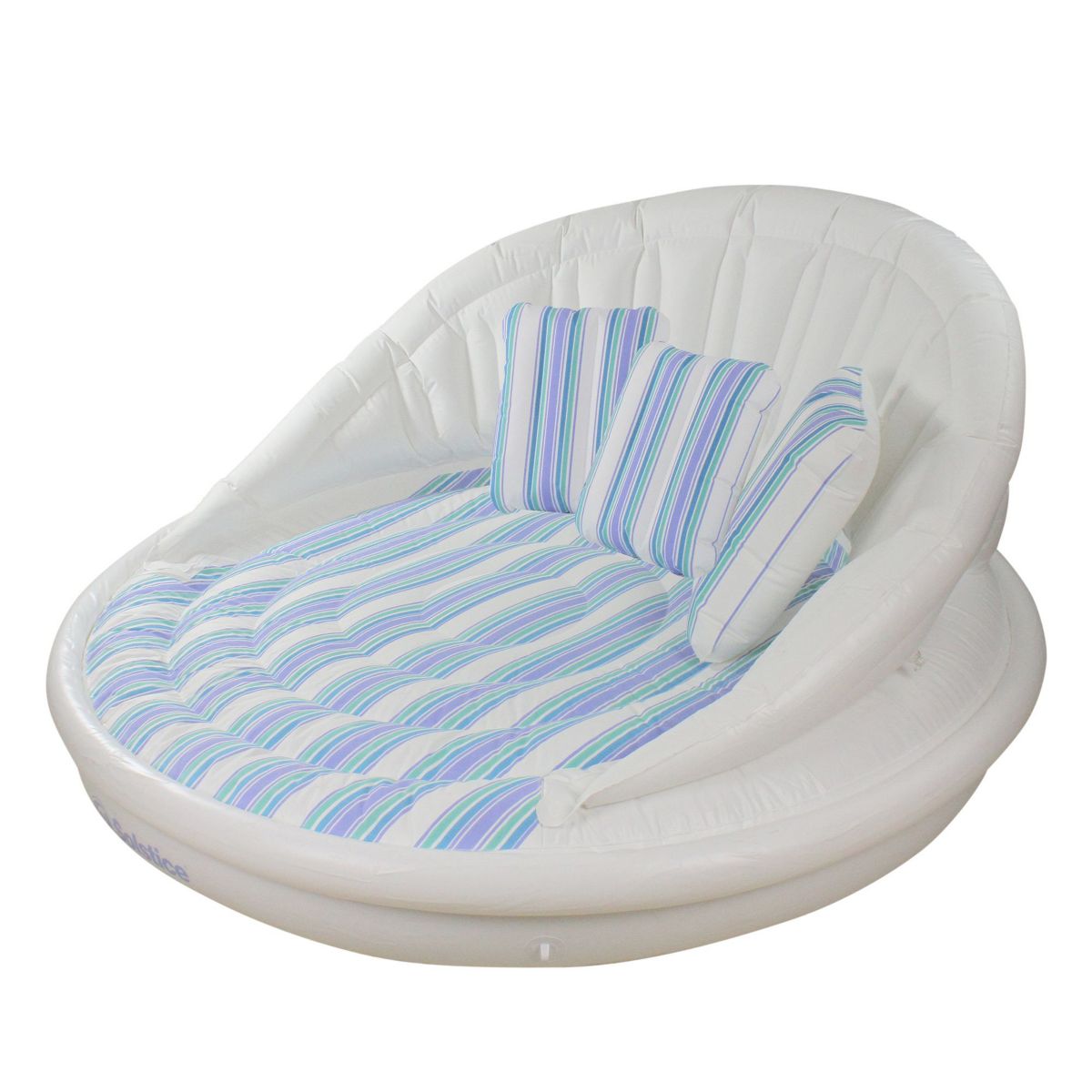 Swim Central 70-Inches Inflatable White and Blue Striped Floating ...