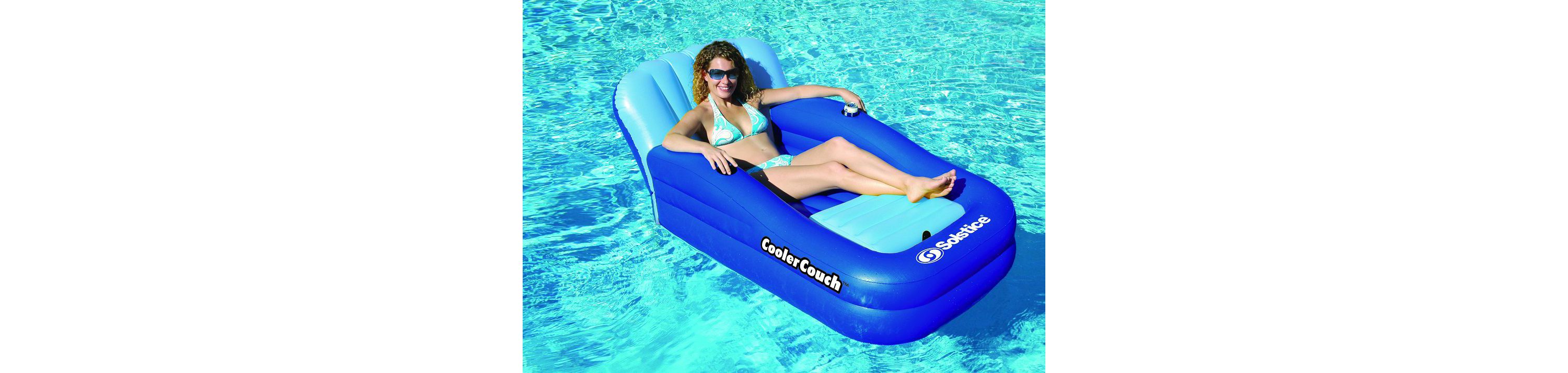 54-Inch Inflatable Blue Swimming Pool Lounger with Ice Cooler