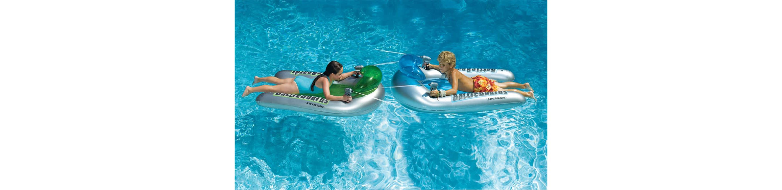 Set of 2 Green and Blue Water Sport Inflatable Battle Board Swimming Pool Squirters - 53"