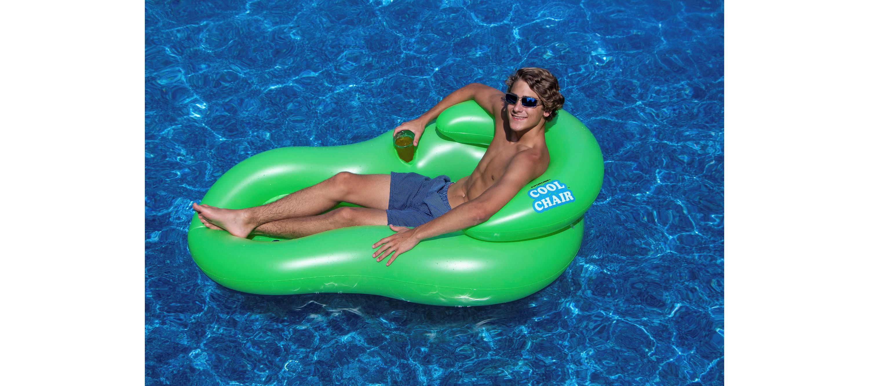 Inflatable Green Cool Lounge Chair with Holes  62.5-Inch