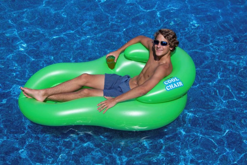 Inflatable Green Cool Lounge Chair with Holes  62.5-Inch