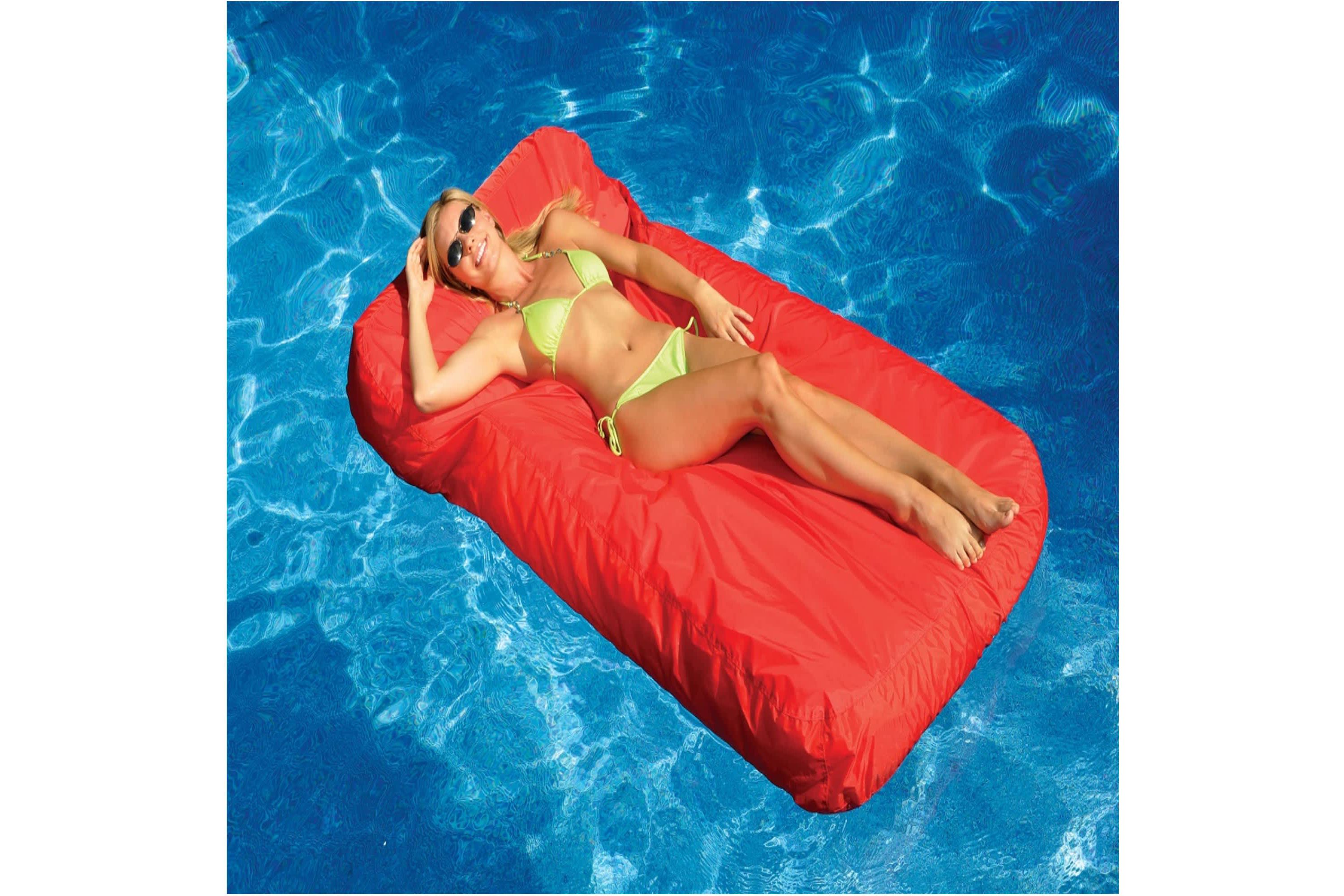 Inflatable SunSoft Swimming Pool Mattress Lounger Float - 72" - Red